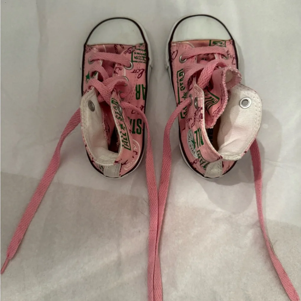 Converse Kids Pink Sneakers with Green Details